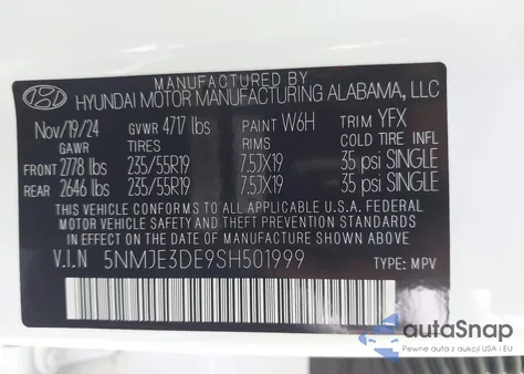 2025 Hyundai Tucson Limited из США, поврежденный, VIN 5NMJE3DE9SH501999